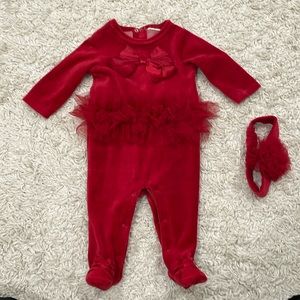 Red onesie with matching headband